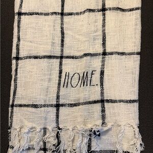 Rae Dunn White and Navy Blue throw blanket